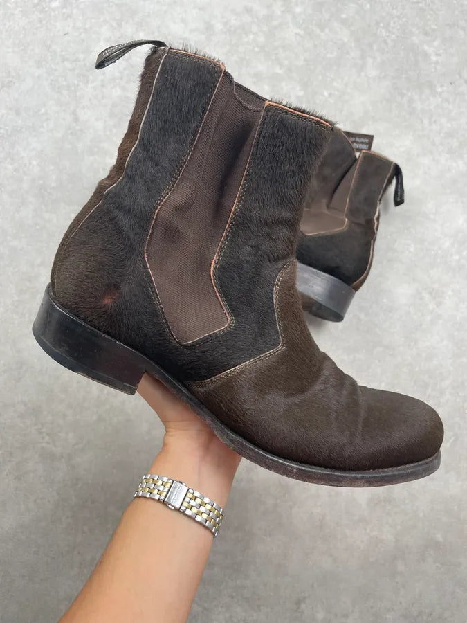 Jean Baptiste Rautureau Brown Pony Hair Contrast Boots XLVCBWE 0