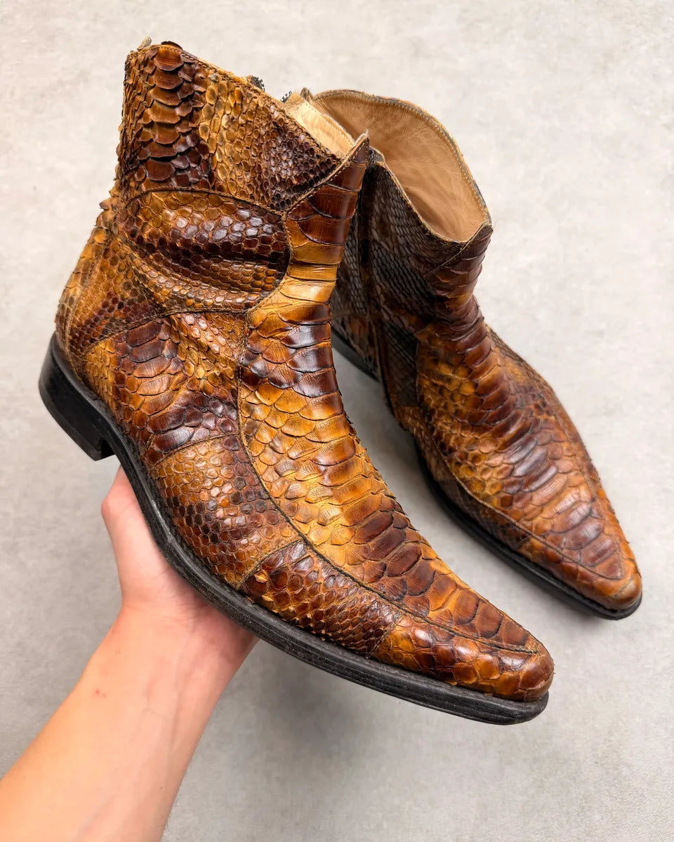Jean Baptiste Rautureau Brown Python Leather Boots LuHspnL 0