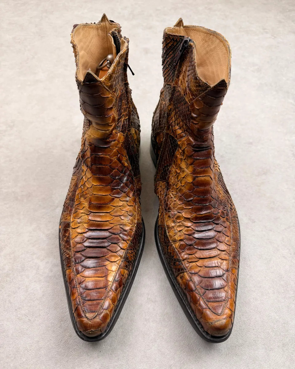Jean Baptiste Rautureau Brown Python Leather Boots LuHspnL 1