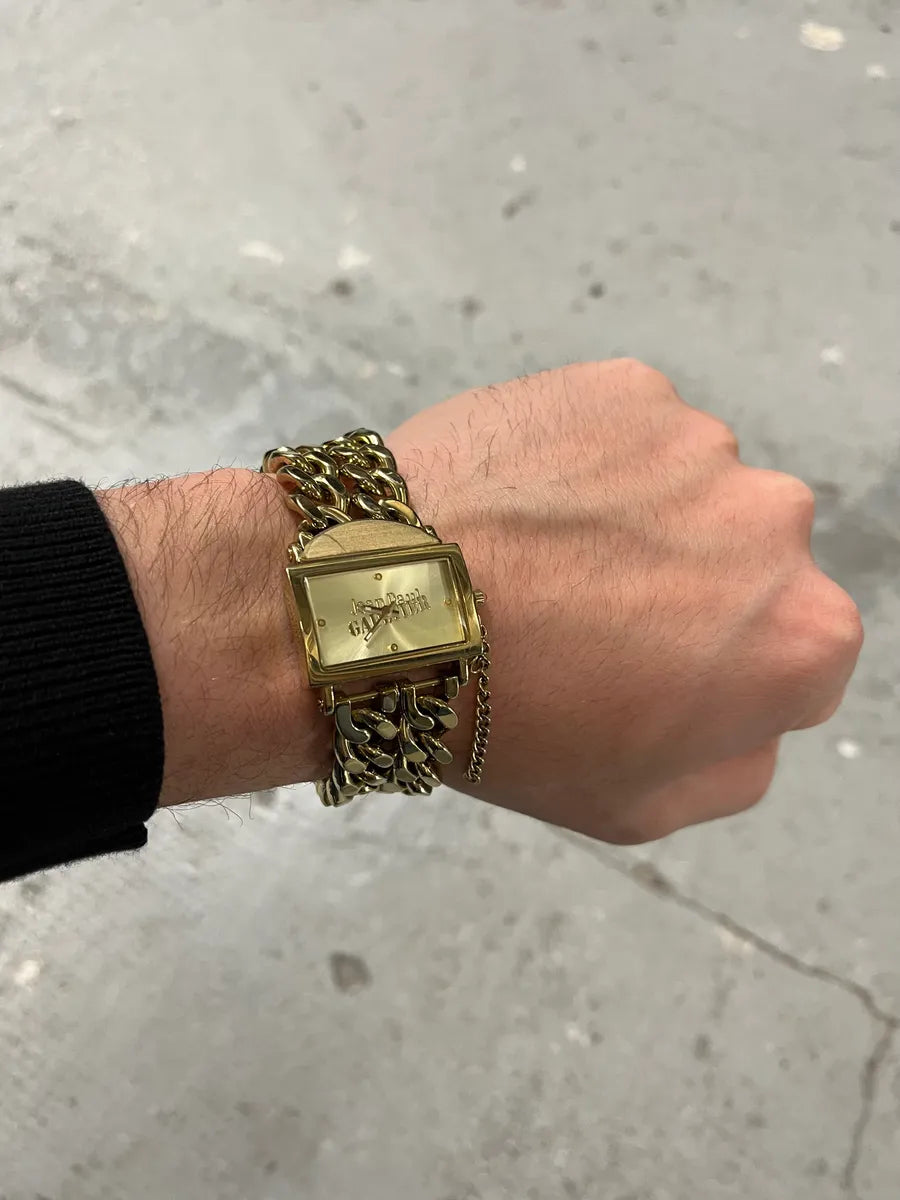 Jean Paul Gaultier 2 Chains Silver Steel Gold Watch (OS) 0