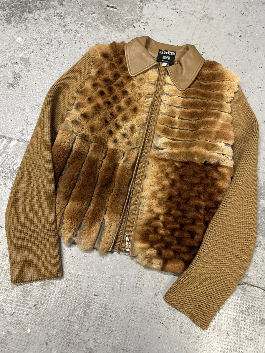 Jean Paul Gaultier Beige Maille Camel Fur Jacket vWeOzTH 3