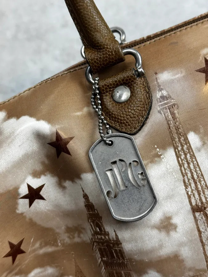 Jean Paul Gaultier Beige Paris London Illustration Handle Bag LWLWCQx 8