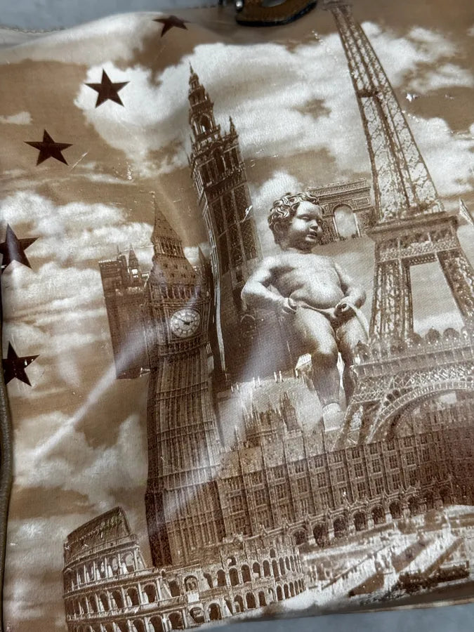 Jean Paul Gaultier Beige Paris London Illustration Handle Bag LWLWCQx 6