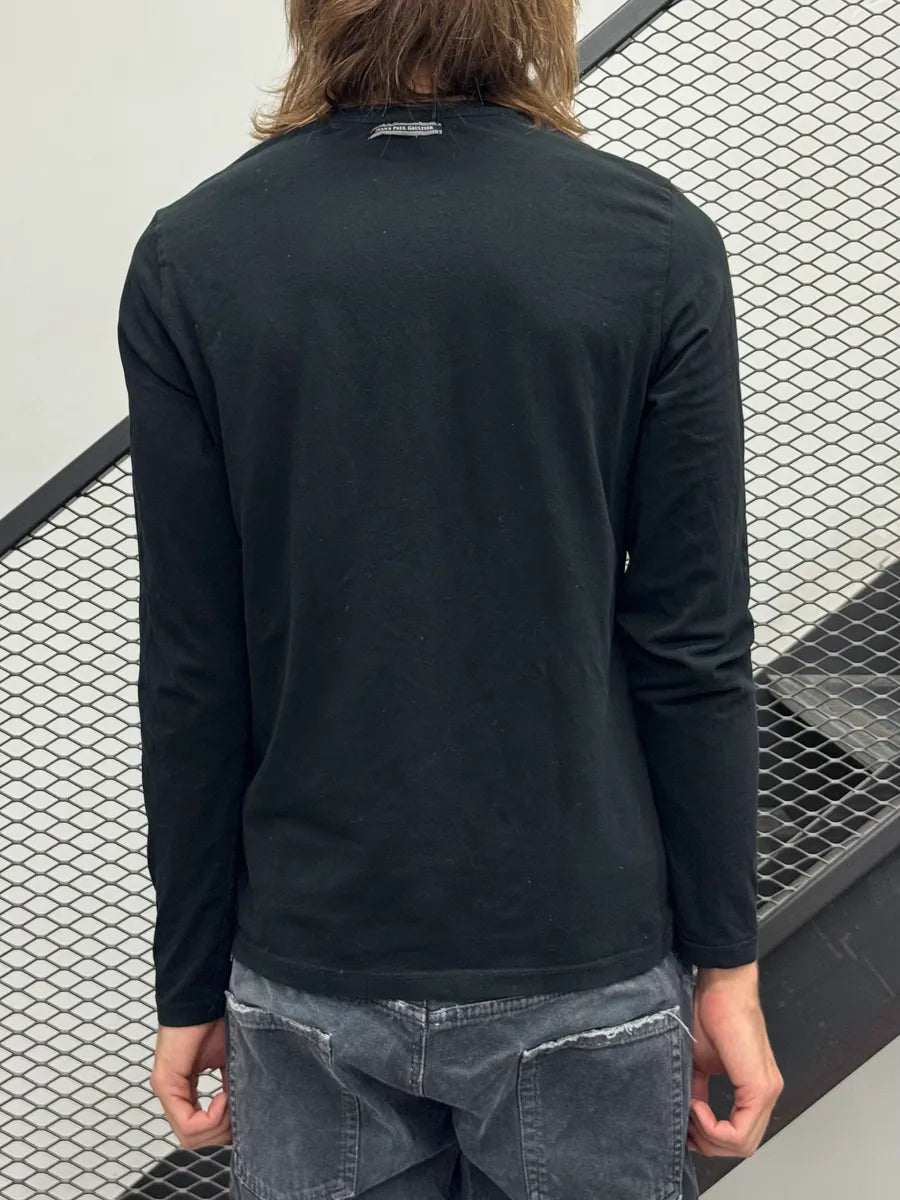 2000s Jean Paul Gaultier Black Bandana Trompe Loeil Longsleeve PZjiWrs 2