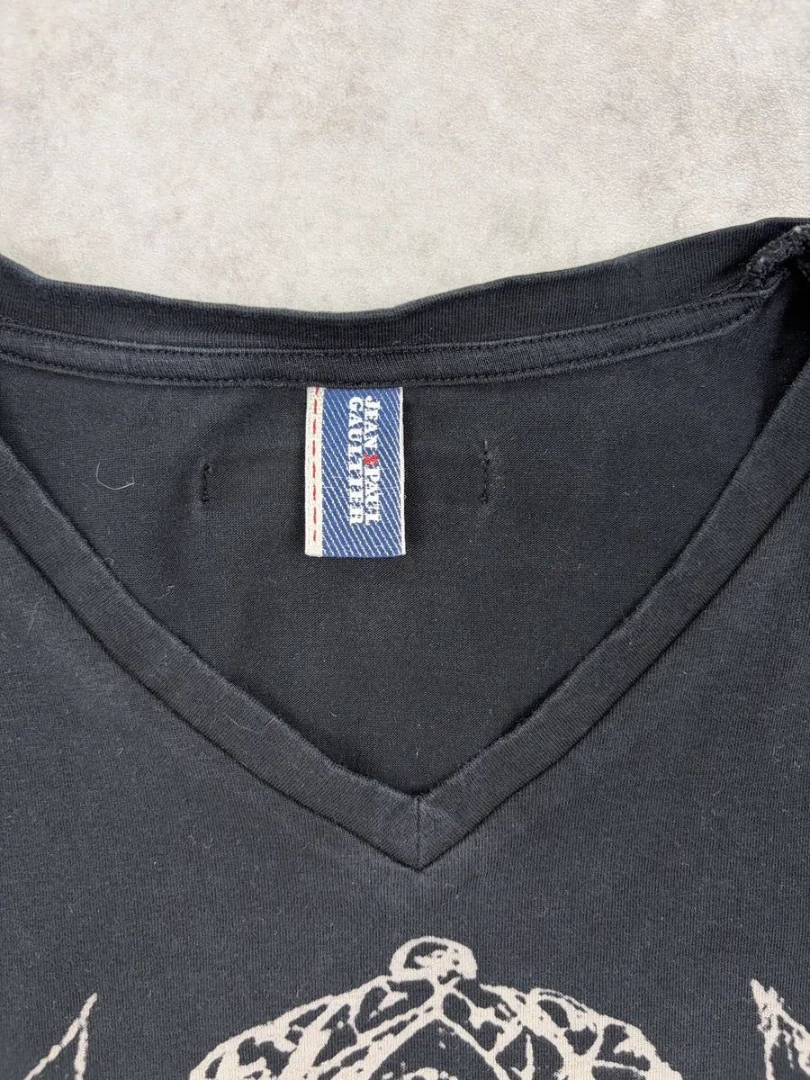 1990s Jean Paul Gaultier Black Rebel V-Neck T-Shirt cGPUZCY 4
