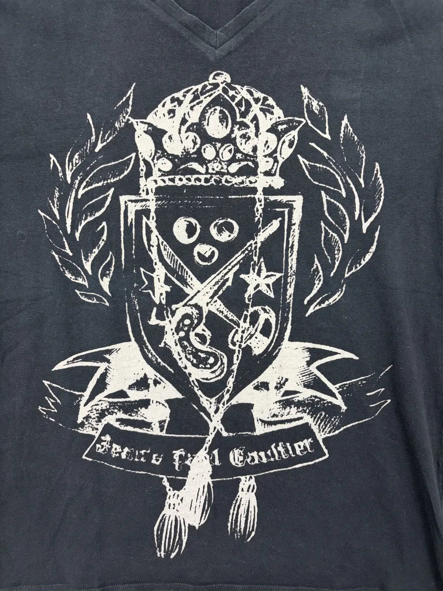 1990s Jean Paul Gaultier Black Rebel V-Neck T-Shirt cGPUZCY 5