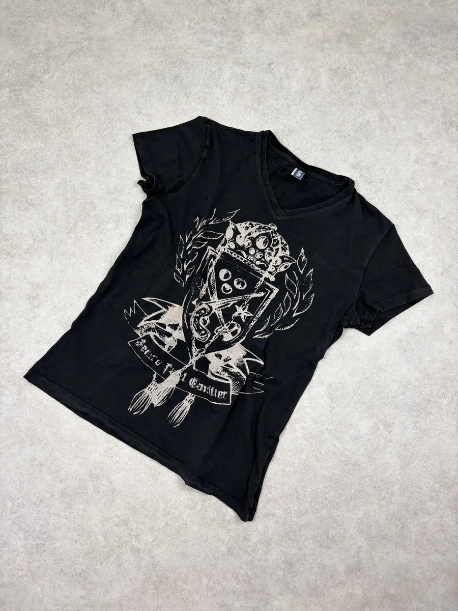 1990s Jean Paul Gaultier Black Rebel V-Neck T-Shirt cGPUZCY 3