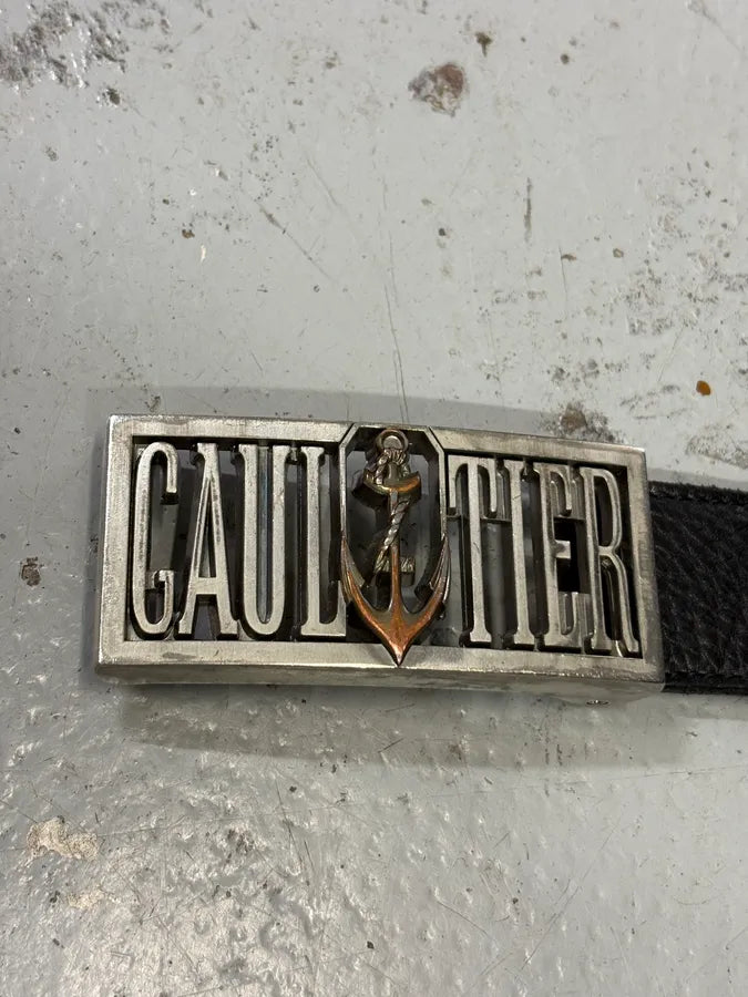 Jean Paul Gaultier Black Leather Anchor Buckle Belt yEtgcon 2