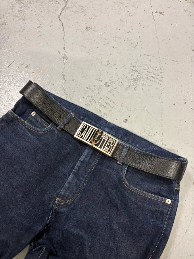 Jean Paul Gaultier Black Leather Anchor Buckle Belt yEtgcon 0