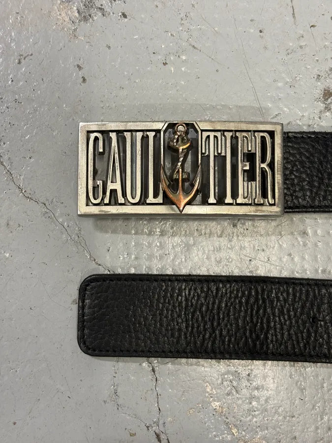Jean Paul Gaultier Black Leather Anchor Buckle Belt yEtgcon 3