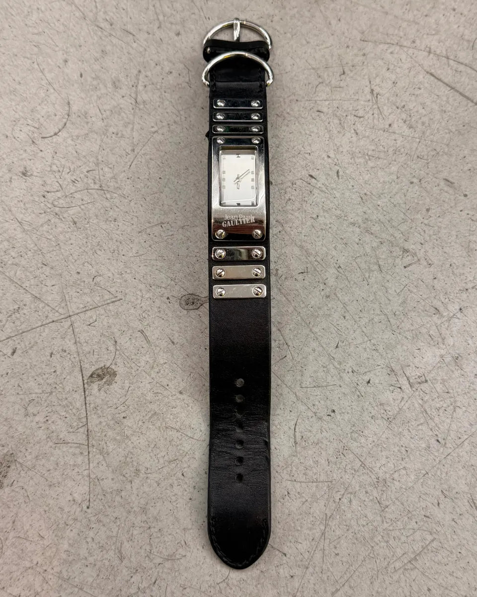Jean Paul Gaultier Black Leather Multi-Strap Watch pMKbgkS 2