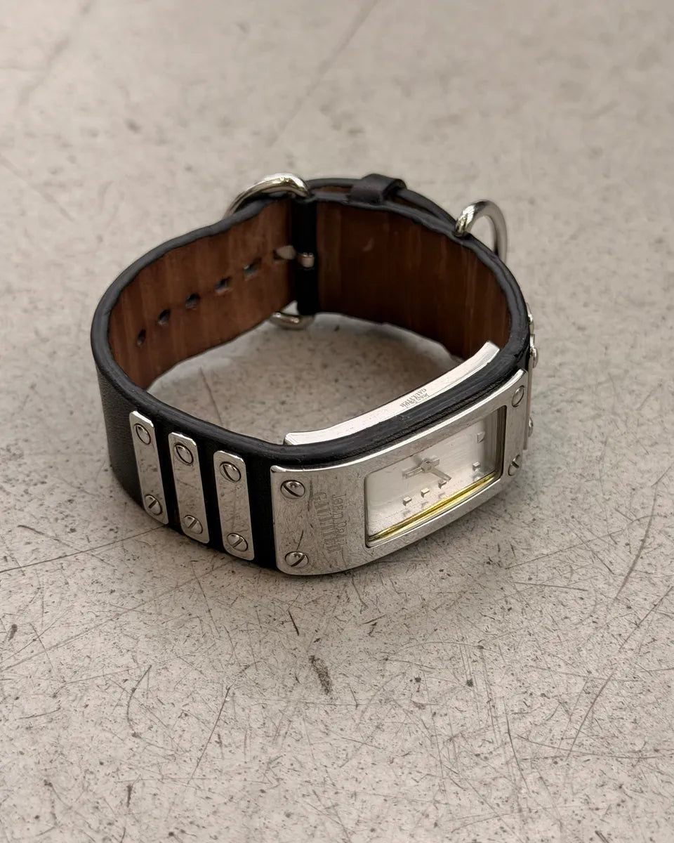 Jean Paul Gaultier Black Leather Multi-Strap Watch pMKbgkS 3