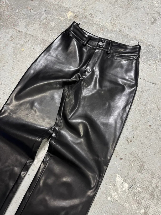 1990s Jean Paul Gaultier Black Faux Leather Pants (M/L) ZwDNmpP 1
