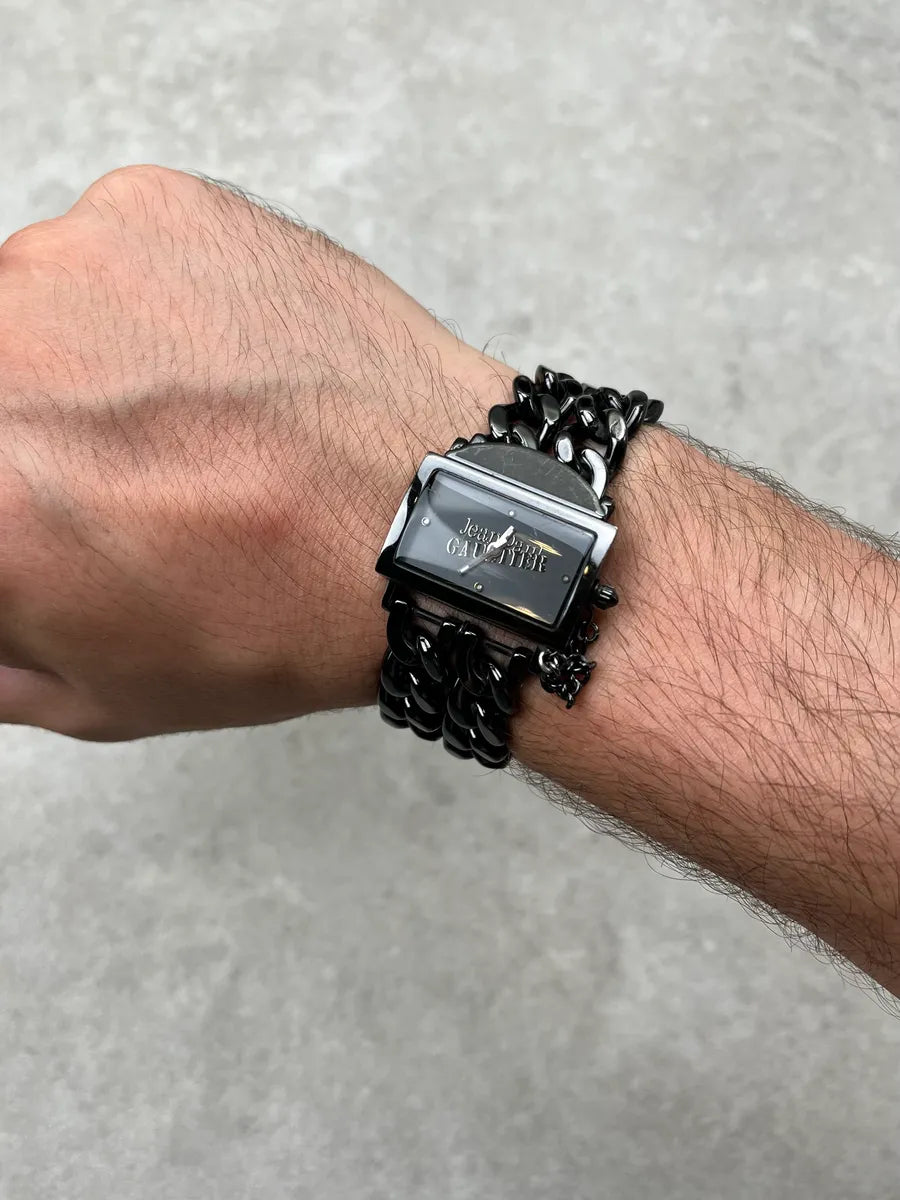 Jean Paul Gaultier Black Stainless Steel Chain Link Watch HOevgNI 3