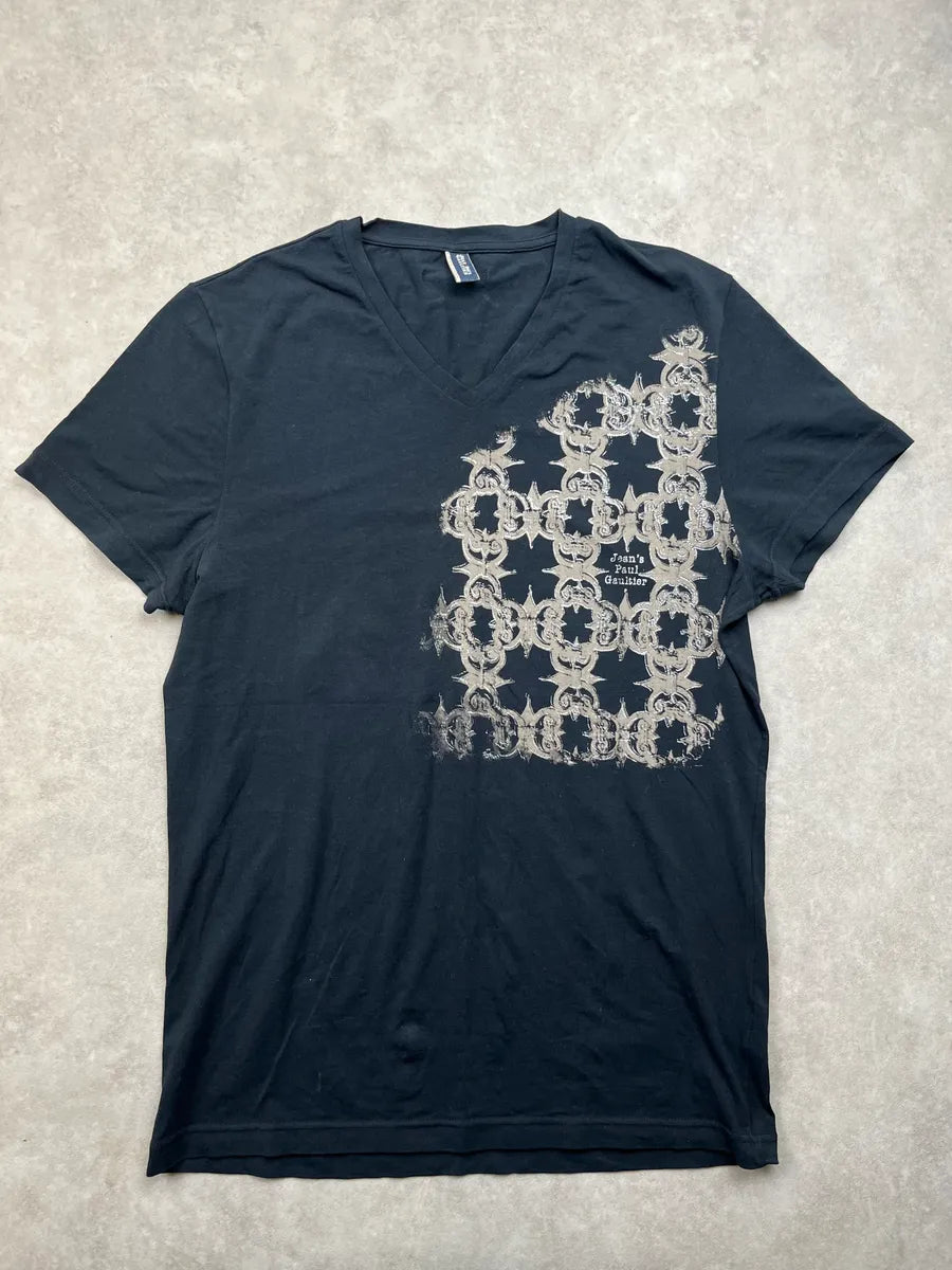 Jean Paul Gaultier Black V-Neck Royal T-Shirt nVHEziU 2