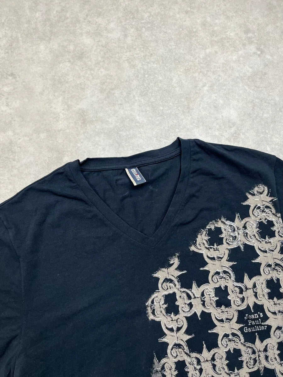 Jean Paul Gaultier Black V-Neck Royal T-Shirt nVHEziU 4