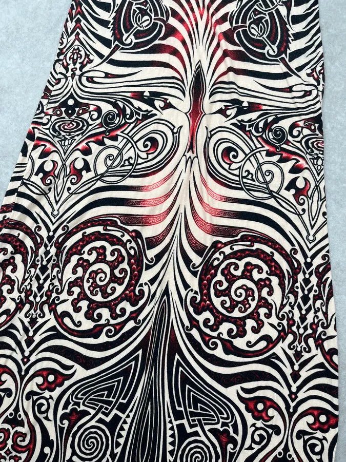 SS1996 Jean Paul Gaultier Black Viscose Tattoo Print Maxi Dress aQQOmvn 7