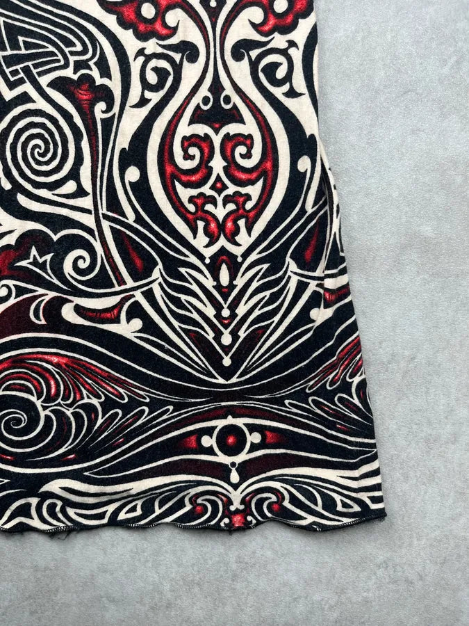 SS1996 Jean Paul Gaultier Black Viscose Tattoo Print Maxi Dress aQQOmvn 6