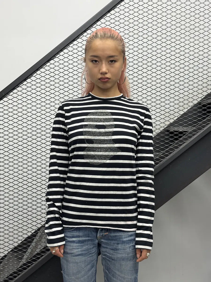 2000s Jean Paul Gaultier Black & White Studded Striped Longsleeve BUQHXlC 1