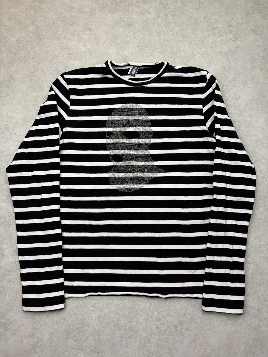 2000s Jean Paul Gaultier Black & White Studded Striped Longsleeve BUQHXlC 0