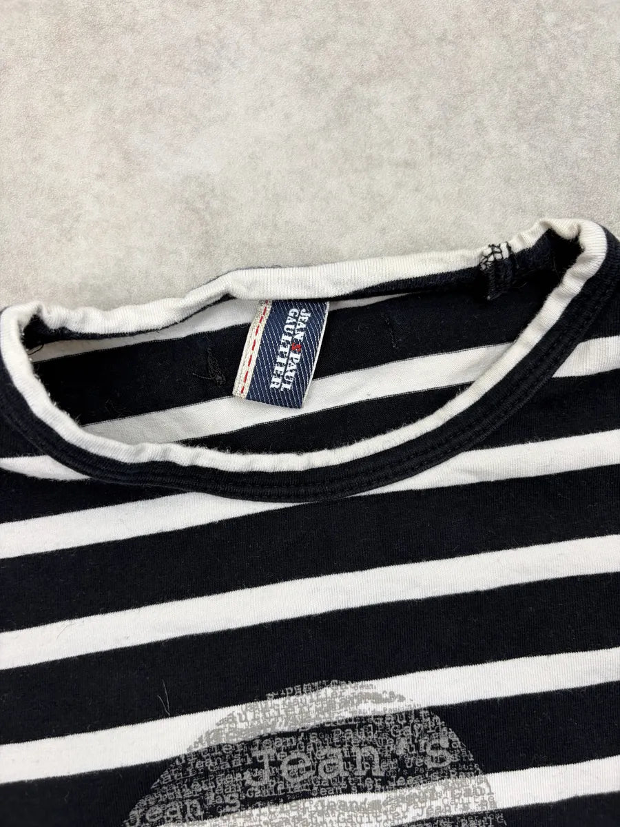 2000s Jean Paul Gaultier Black & White Studded Striped Longsleeve BUQHXlC 4