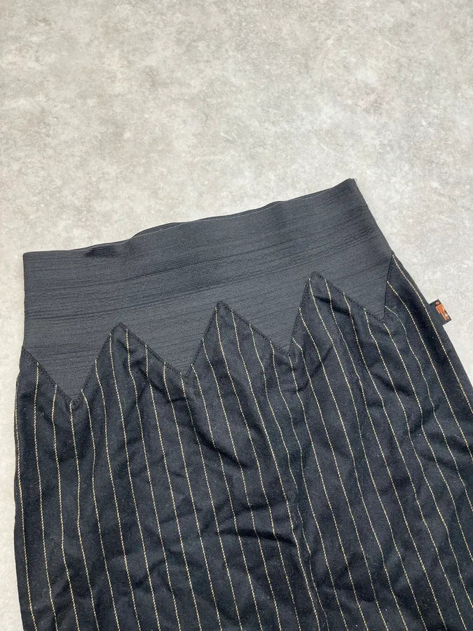 Jean Paul Gaultier Black Wool Pinstriped Midi Skirt sstBEmn 5