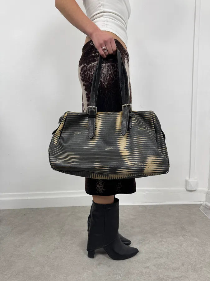 Jean Paul Gaultier Black Yellowished Leather Handle Bag rGyIsue 1