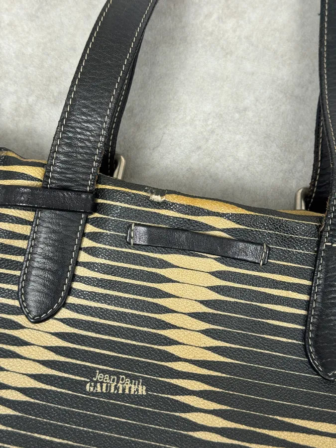Jean Paul Gaultier Black Yellowished Leather Handle Bag rGyIsue 5