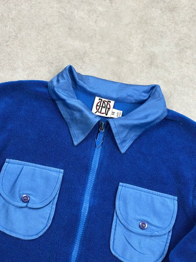1990s Jean Paul Gaultier Blue Longsleeves Zip-up Polo Shirt YyMyIkX 3