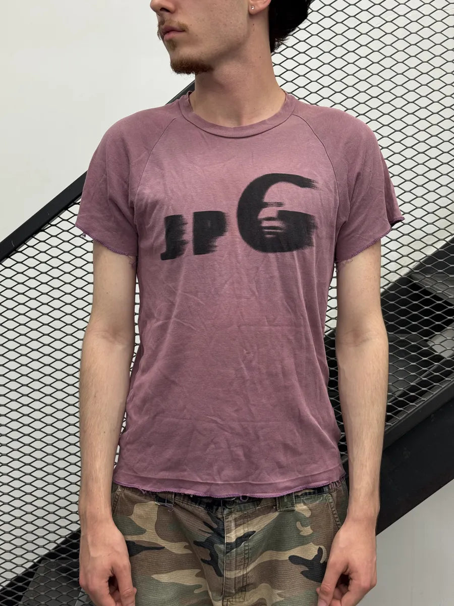 1990s Jean Paul Gaultier Bordeaux Irregular Logo Print T-Shirt SmWRQWC 1