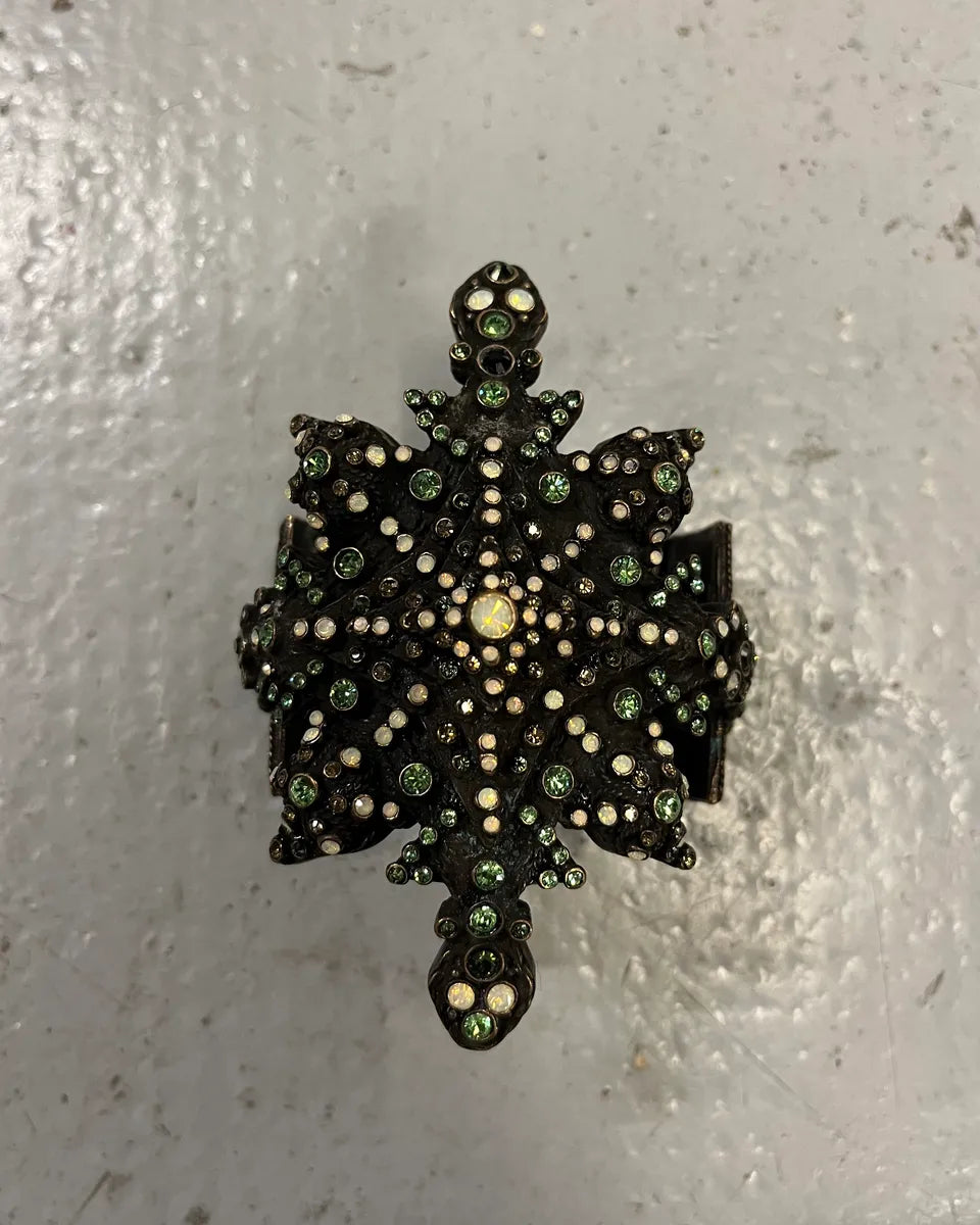Jean Paul Gaultier Bronze Metal Crystal Studded Bracelet xOmXwiY 1