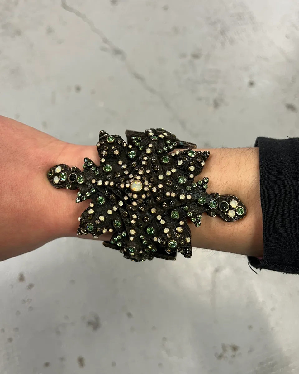 Jean Paul Gaultier Bronze Metal Crystal Studded Bracelet xOmXwiY 2