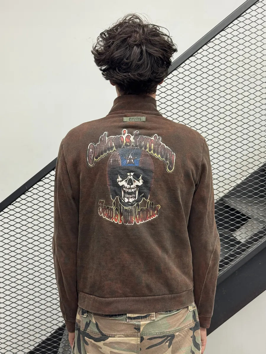 1990s Jean Paul Gaultier Brown Biker Skull Zip-up Jacket ADDxKHR 0