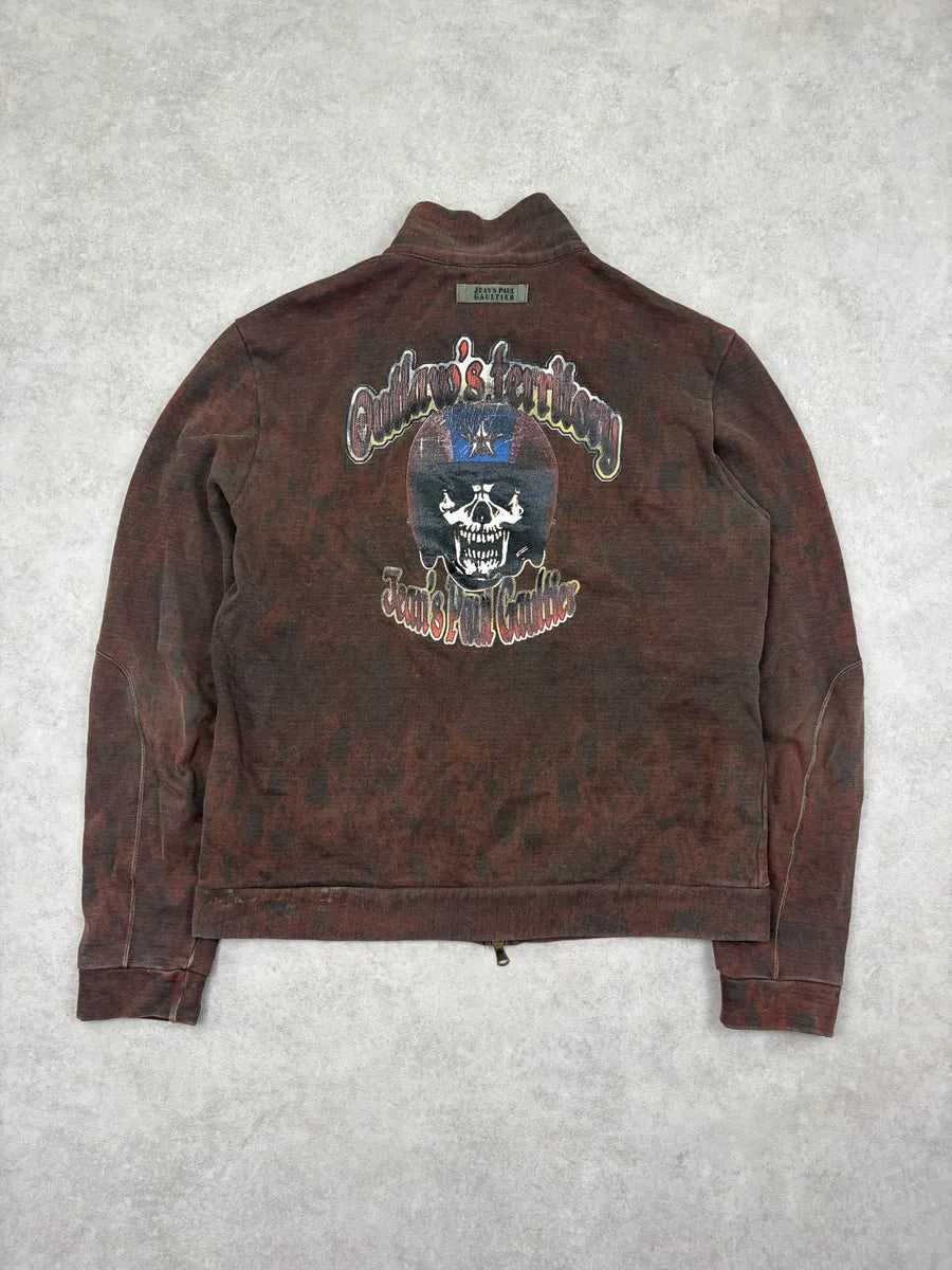 1990s Jean Paul Gaultier Brown Biker Skull Zip-up Jacket ADDxKHR 2