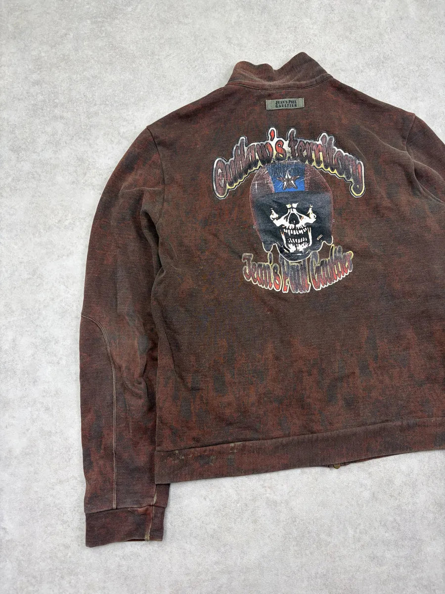 1990s Jean Paul Gaultier Brown Biker Skull Zip-up Jacket ADDxKHR 5