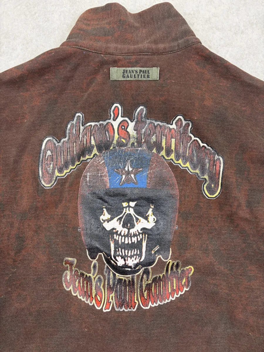 1990s Jean Paul Gaultier Brown Biker Skull Zip-up Jacket ADDxKHR 6