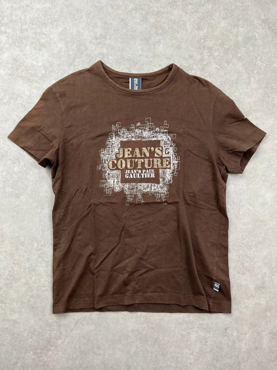 1990s Jean Paul Gaultier Brown Graphic Logo T-Shirt ZzDAANk 0