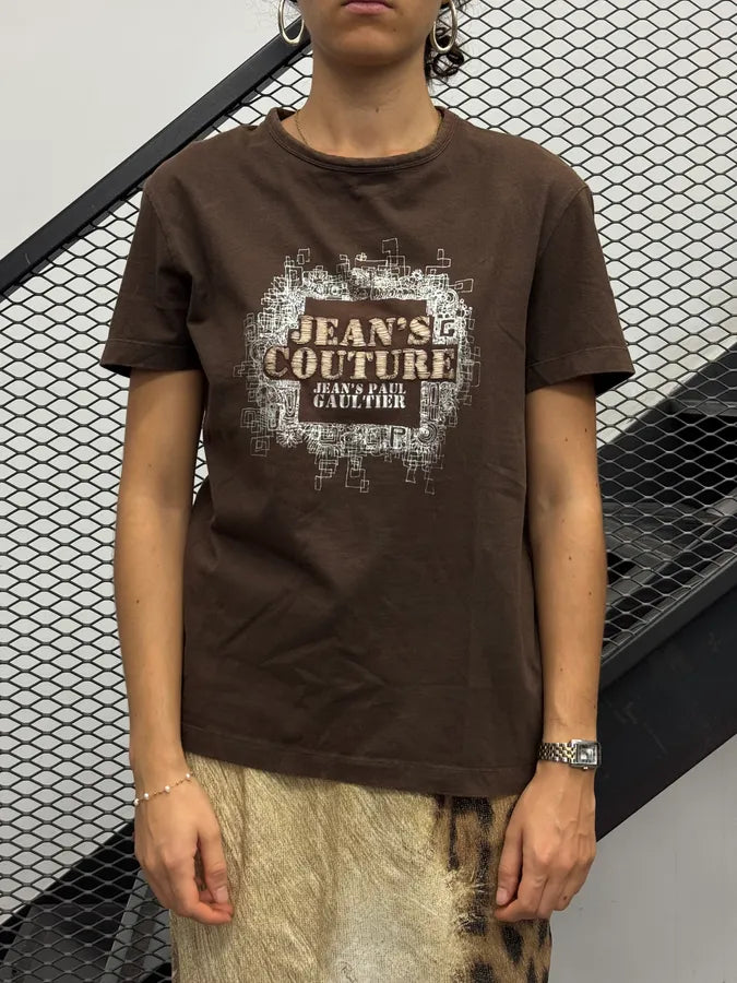 1990s Jean Paul Gaultier Brown Graphic Logo T-Shirt ZzDAANk 1