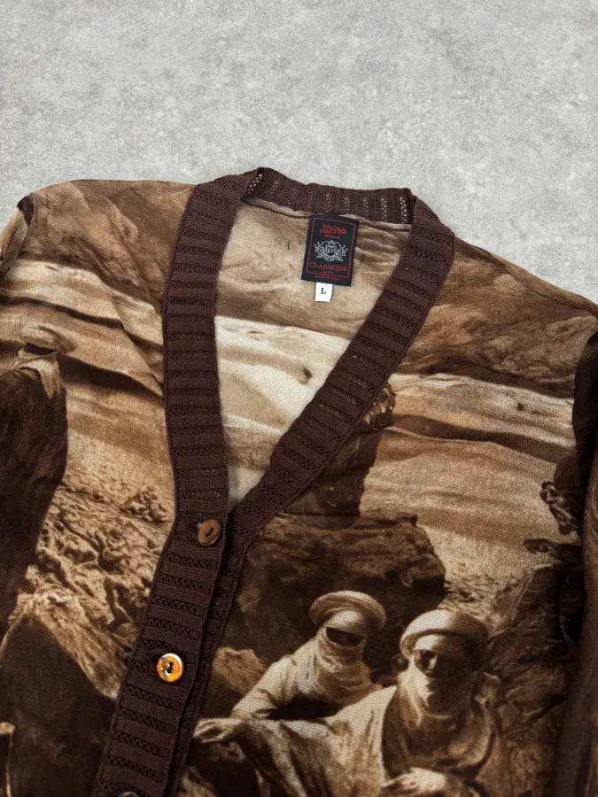 Jean Paul Gaultier Brown Desert Landscape Mesh Cardigan FmqvNgj 4
