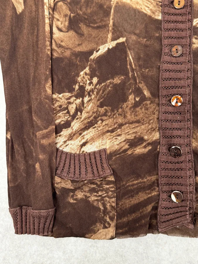 Jean Paul Gaultier Brown Desert Landscape Mesh Cardigan FmqvNgj 7