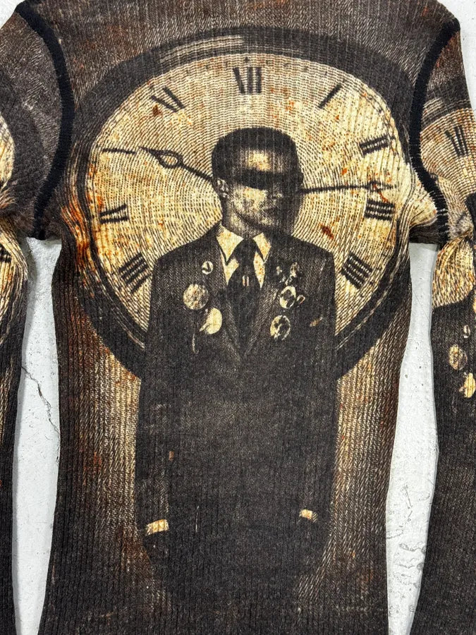 AW2003 Jean Paul Gaultier Brown Clock Longsleeve Top XhMXYQY 10