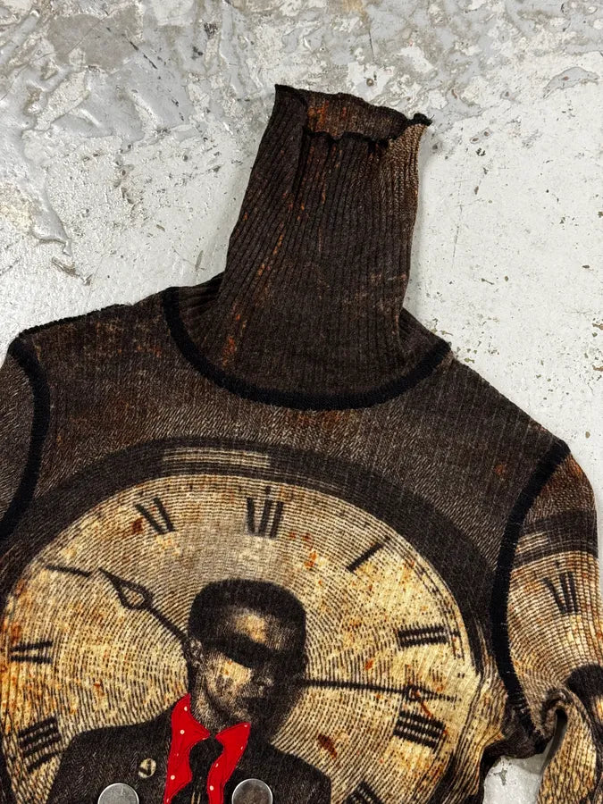 AW2003 Jean Paul Gaultier Brown Clock Longsleeve Top XhMXYQY 6