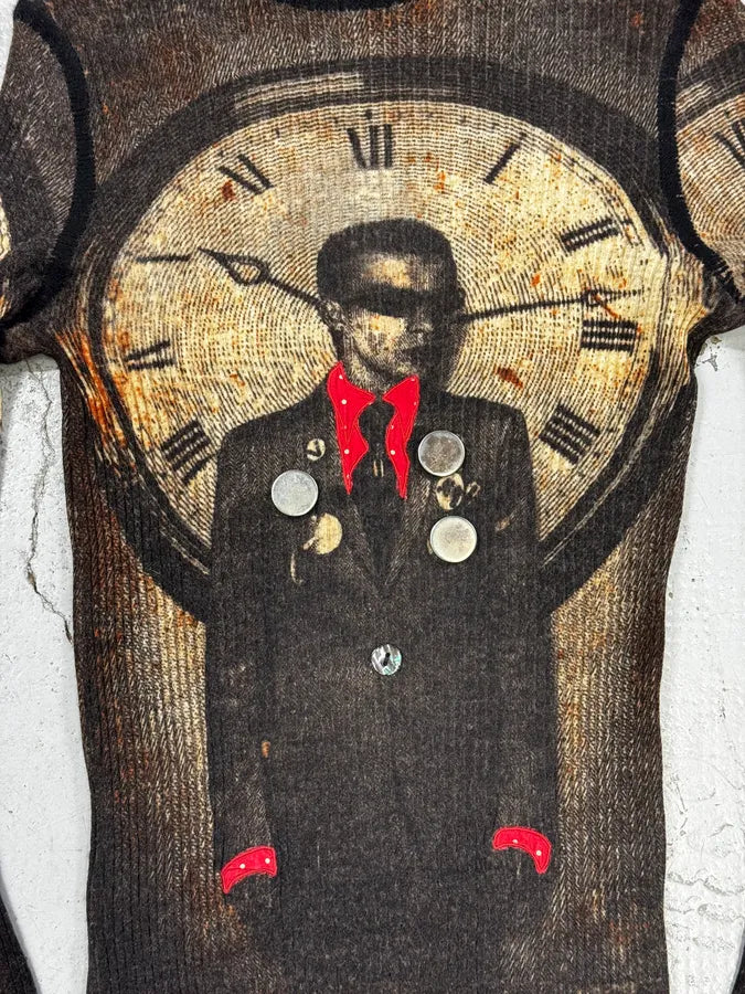AW2003 Jean Paul Gaultier Brown Clock Longsleeve Top XhMXYQY 8