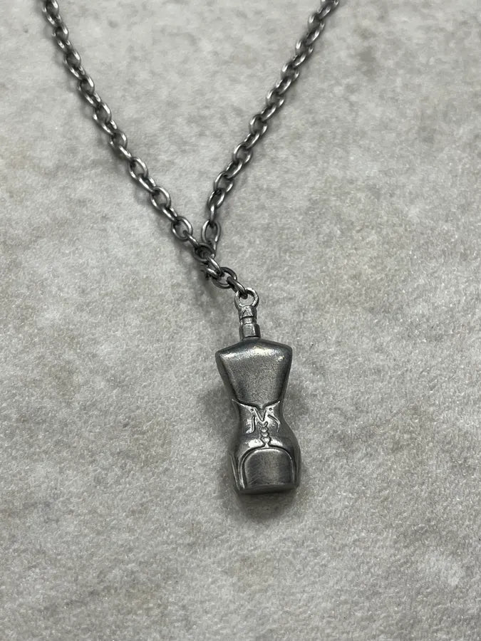 2000s Jean Paul Gaultier Classic Women Bust Silver Necklace  gxsbtGY 4
