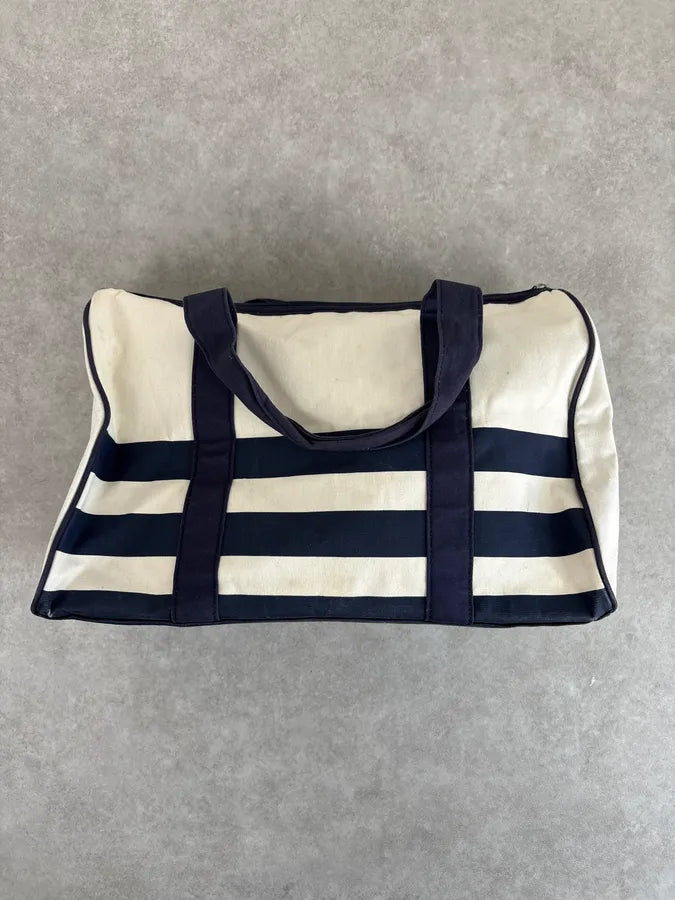 Jean Paul Gaultier White & Navy Canvas Striped Handle Bag QJGLTQk 5