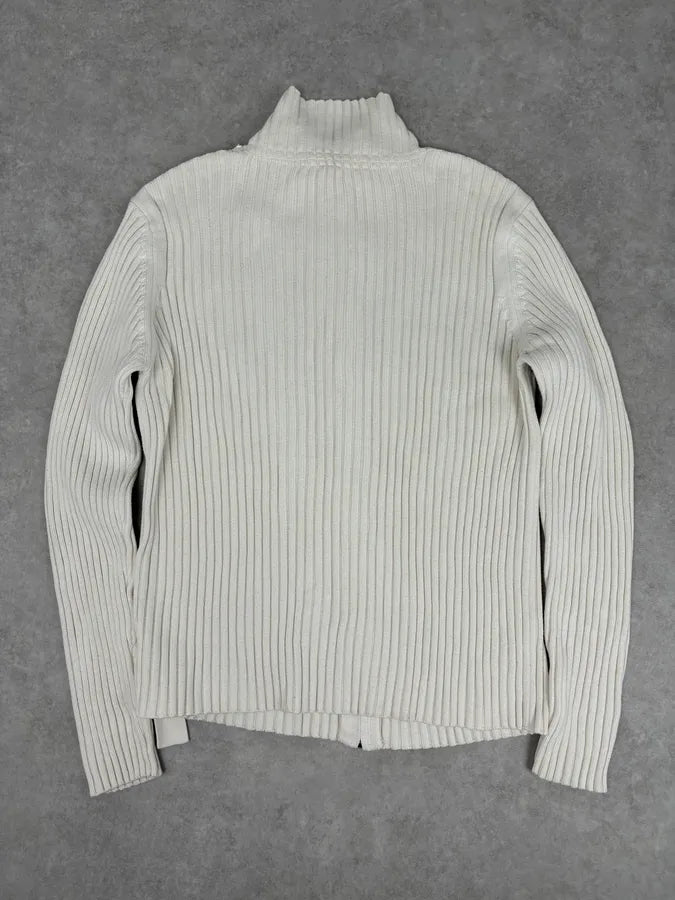2000s Jean Paul Gaultier Cream Cotton Ribbed Zip-up Sweater FPaviFI 3