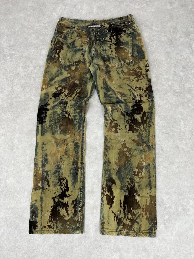 2000s Jean Paul Gaultier Earth Eroded Green Velvet Pants LktPFcj 6