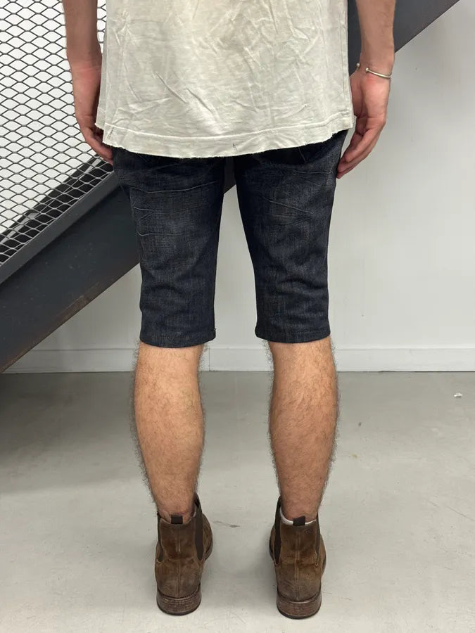 Jean Paul Gaultier Leather Panel Grey & Black Denim Shorts bbNIASP 3