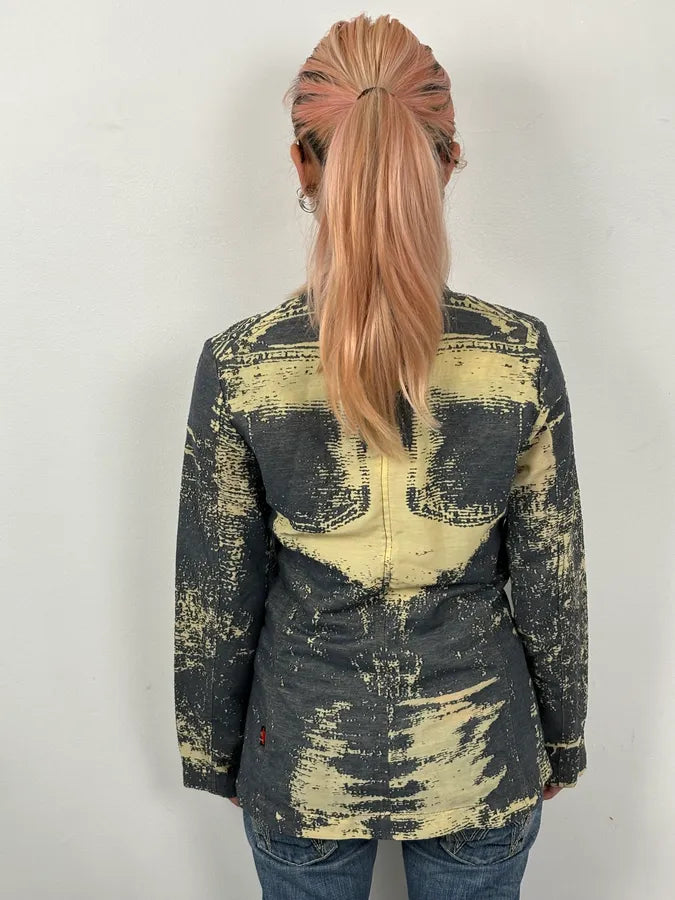 Jean Paul Gaultier Navy Beige Denim Trompe-lœil Blazer Jacket KYutBJu 2