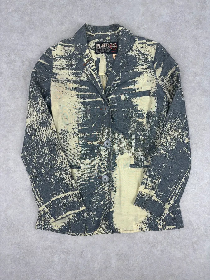 Jean Paul Gaultier Navy Beige Denim Trompe-lœil Blazer Jacket KYutBJu 0